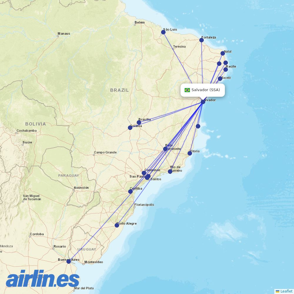 Gol at SSA route map
