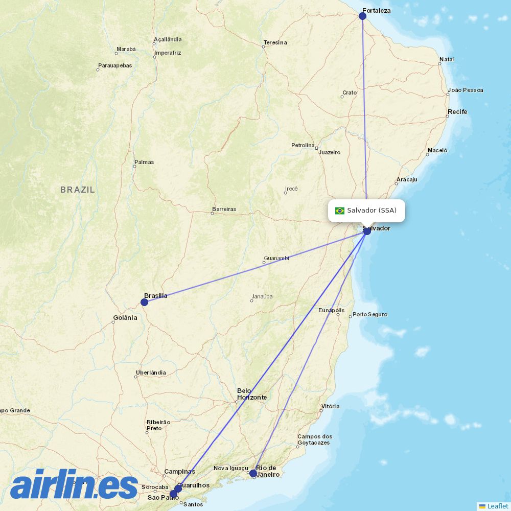 LATAM Airlines from Deputado Luis Eduardo Magalhaes destination map