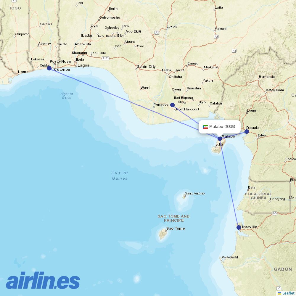 Afrijet at SSG route map