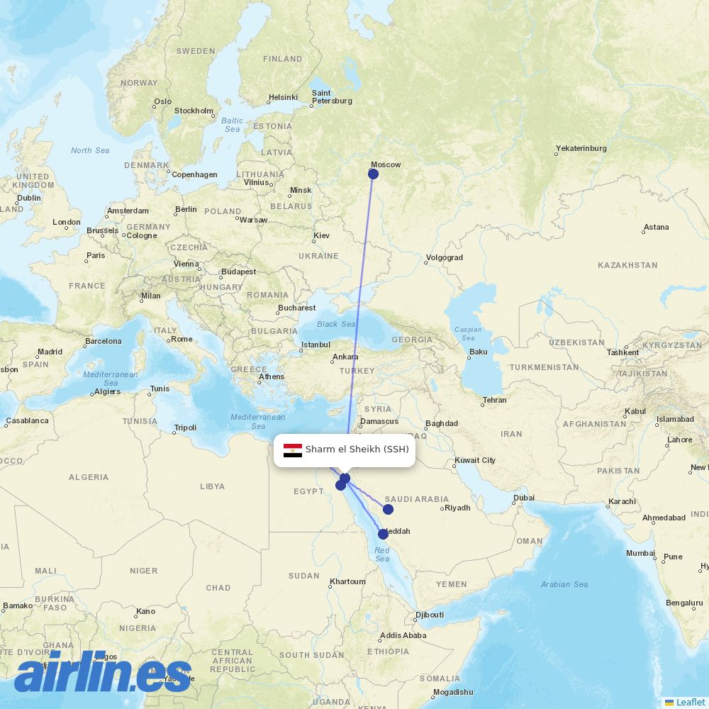 EgyptAir at SSH route map