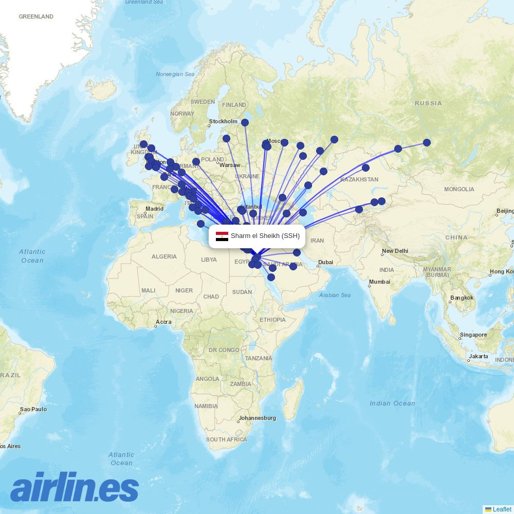 Nesma Airlines at SSH route map
