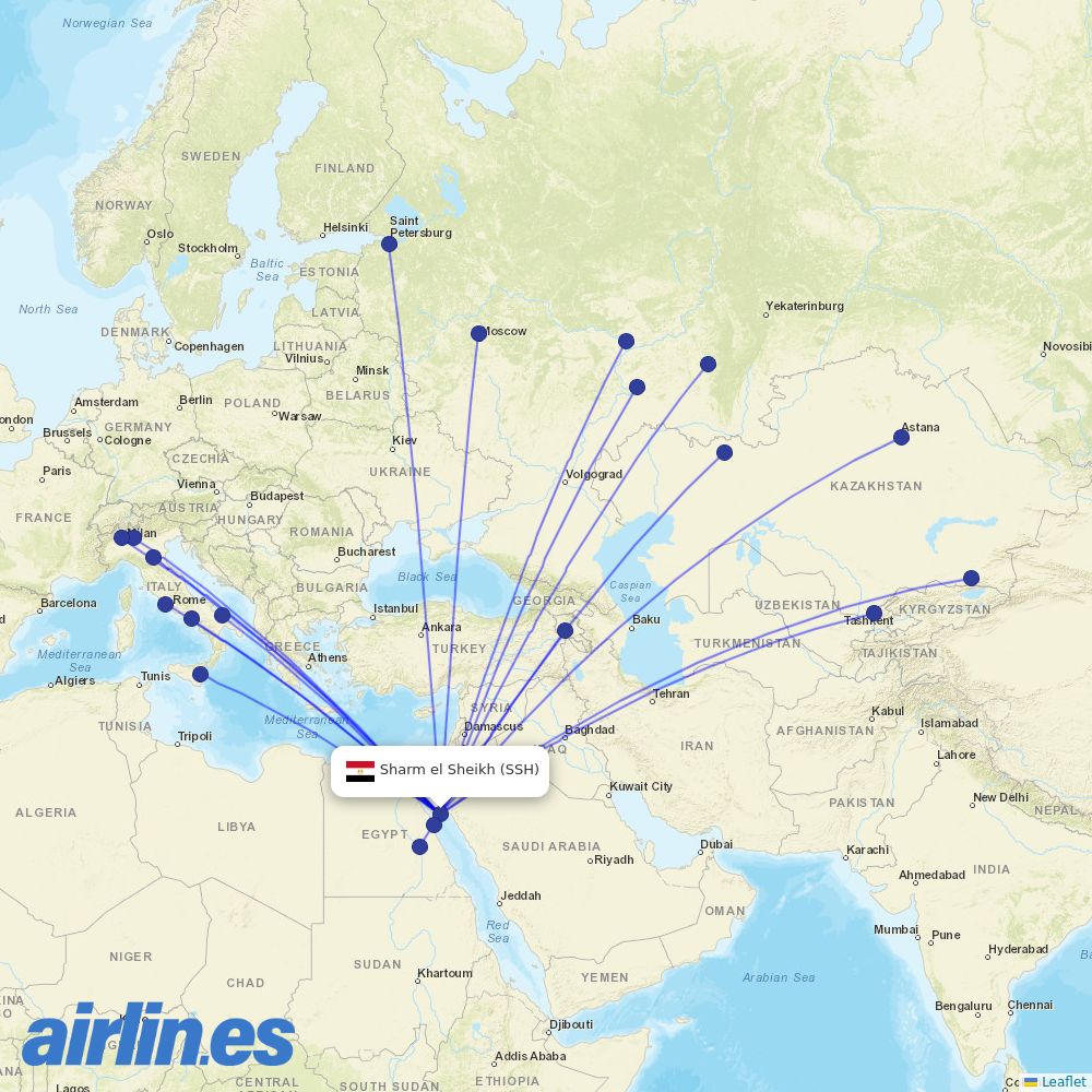 Air Cairo at SSH route map