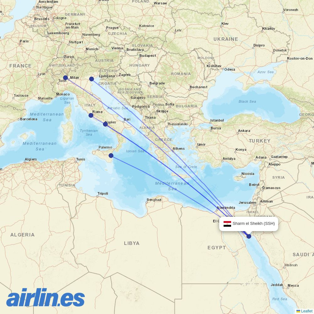 Wizz Air Malta from Sharm El Sheikh Airport destination map