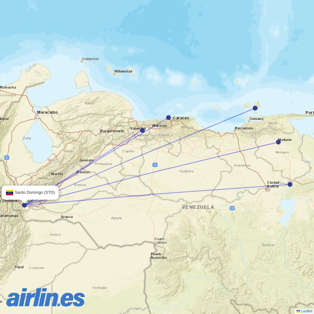 Conviasa at STD route map