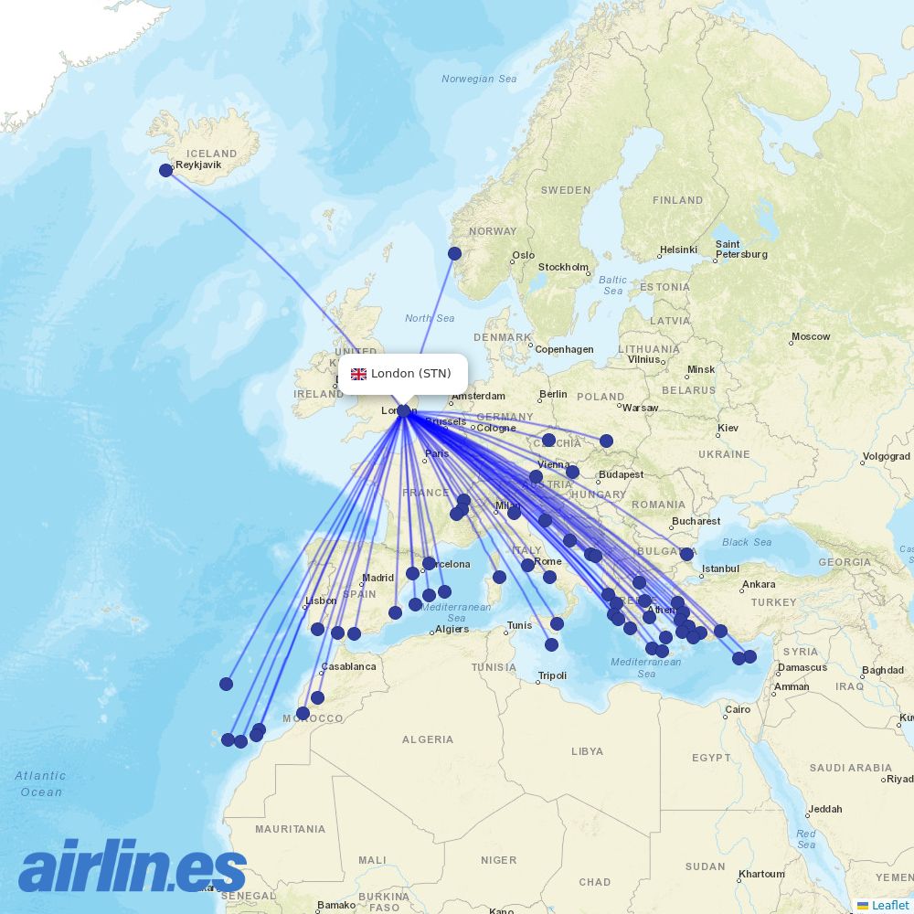 Jet2 at STN route map
