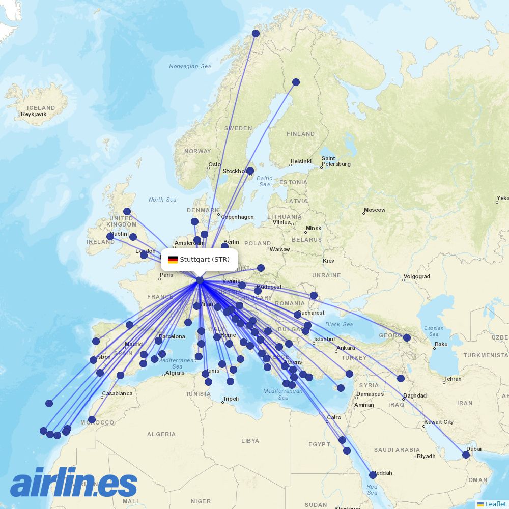 Eurowings from Stuttgart Airport destination map
