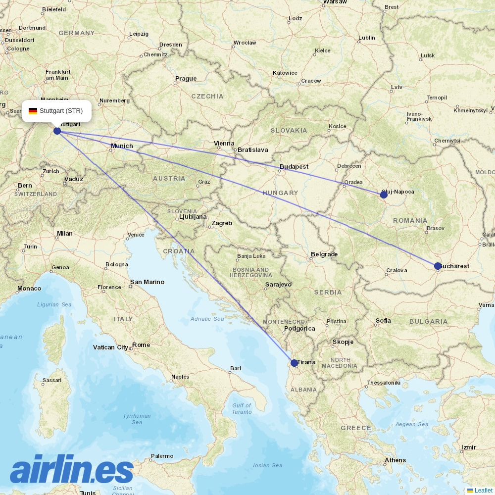 Wizz Air Malta from Stuttgart Airport destination map