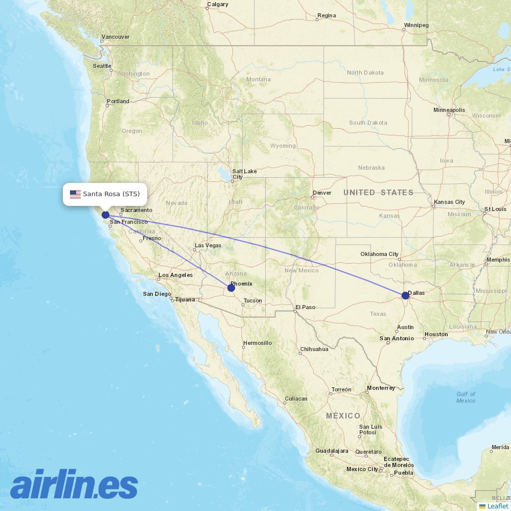 American Airlines from Charles M Schulz Sonoma Co destination map