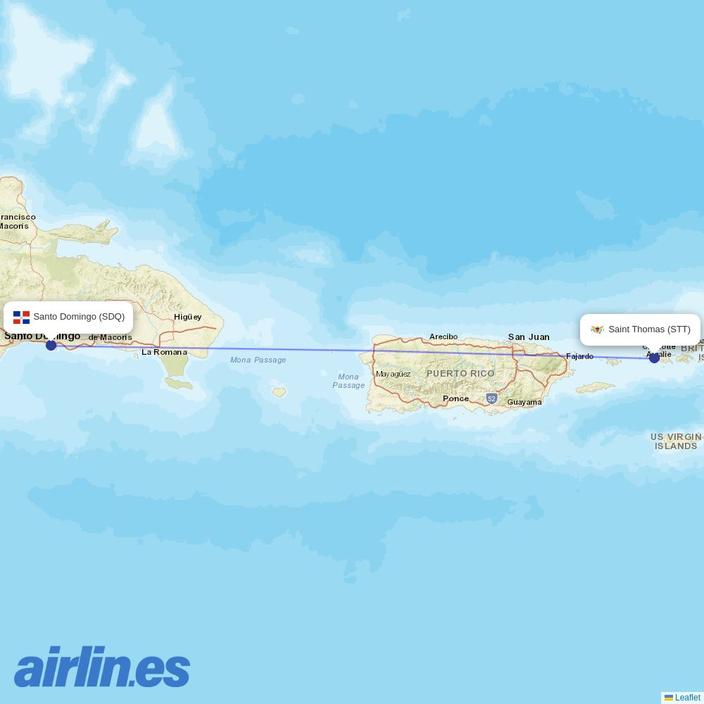 SKYhigh Dominicana at STT route map