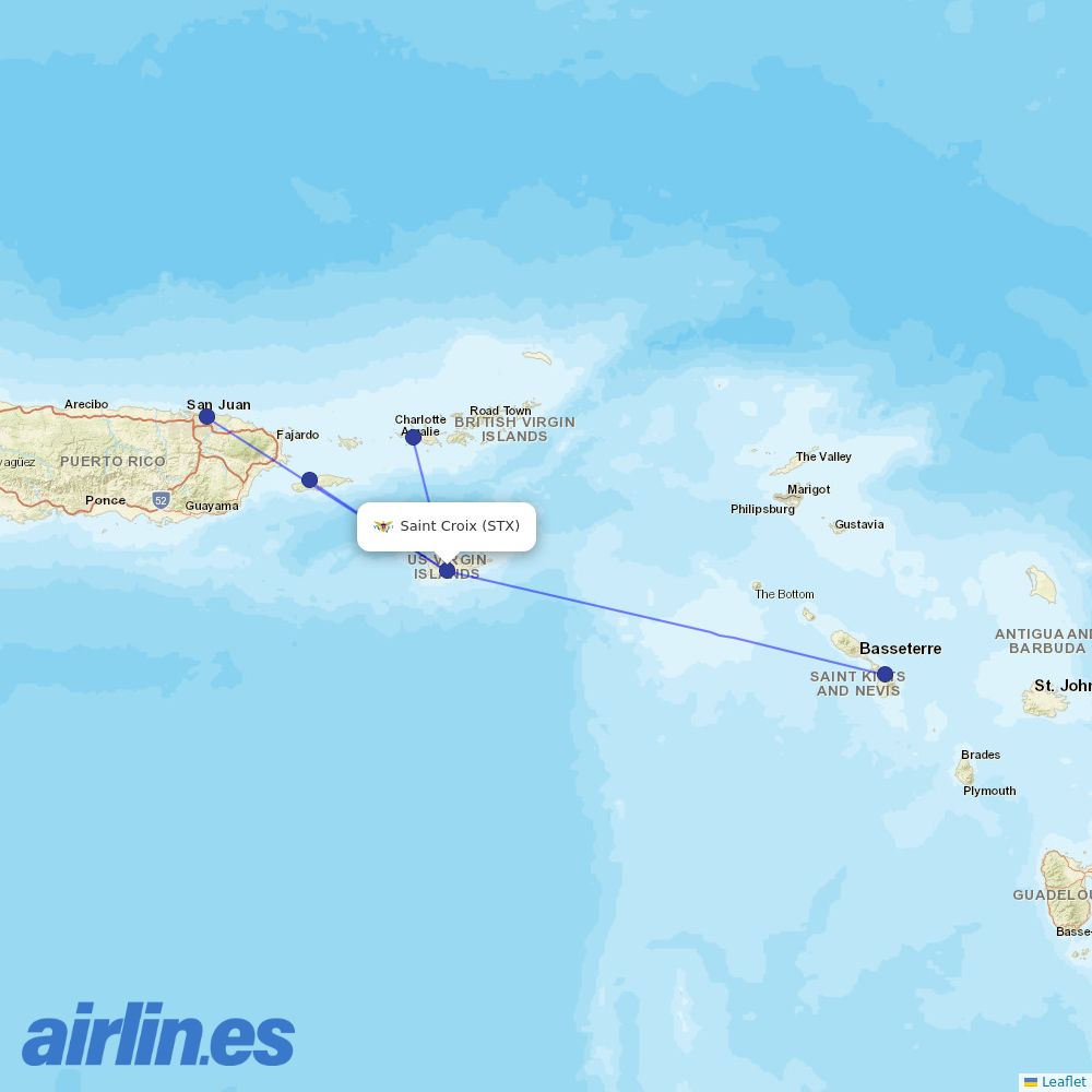 Cape Air at STX route map