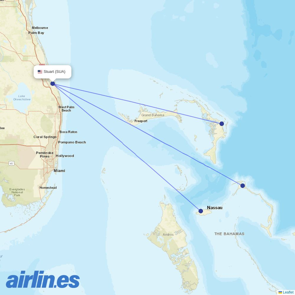 Tradewind Aviation at SUA route map