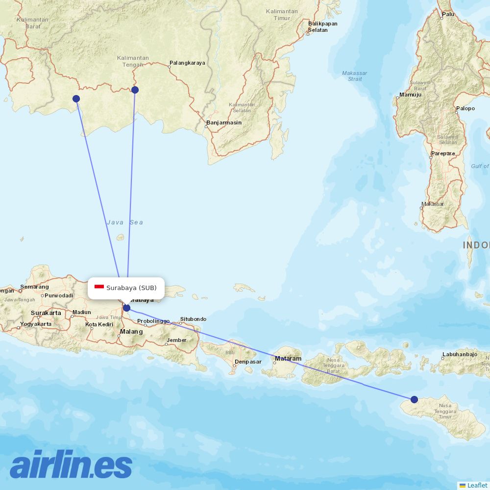 Nam Air at SUB route map