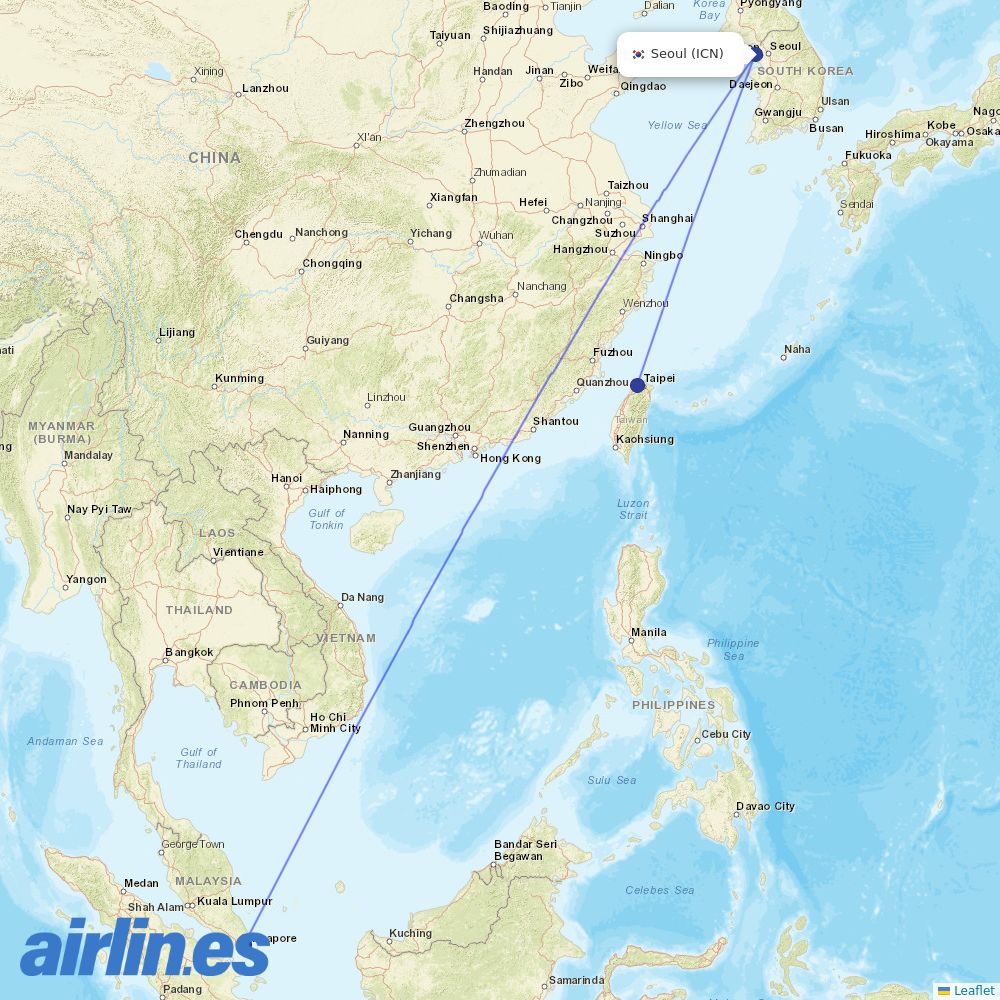 Scoot from Juanda destination map