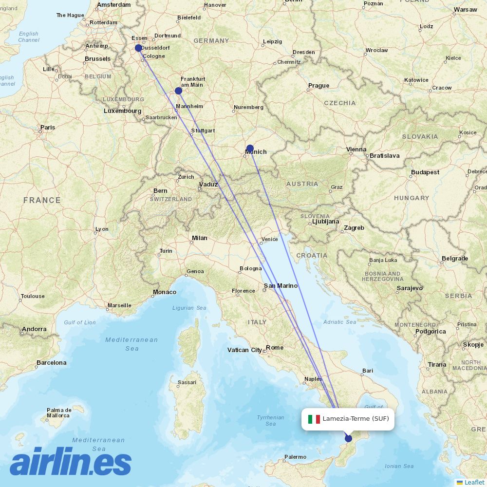 Condor from Lamezia Terme destination map