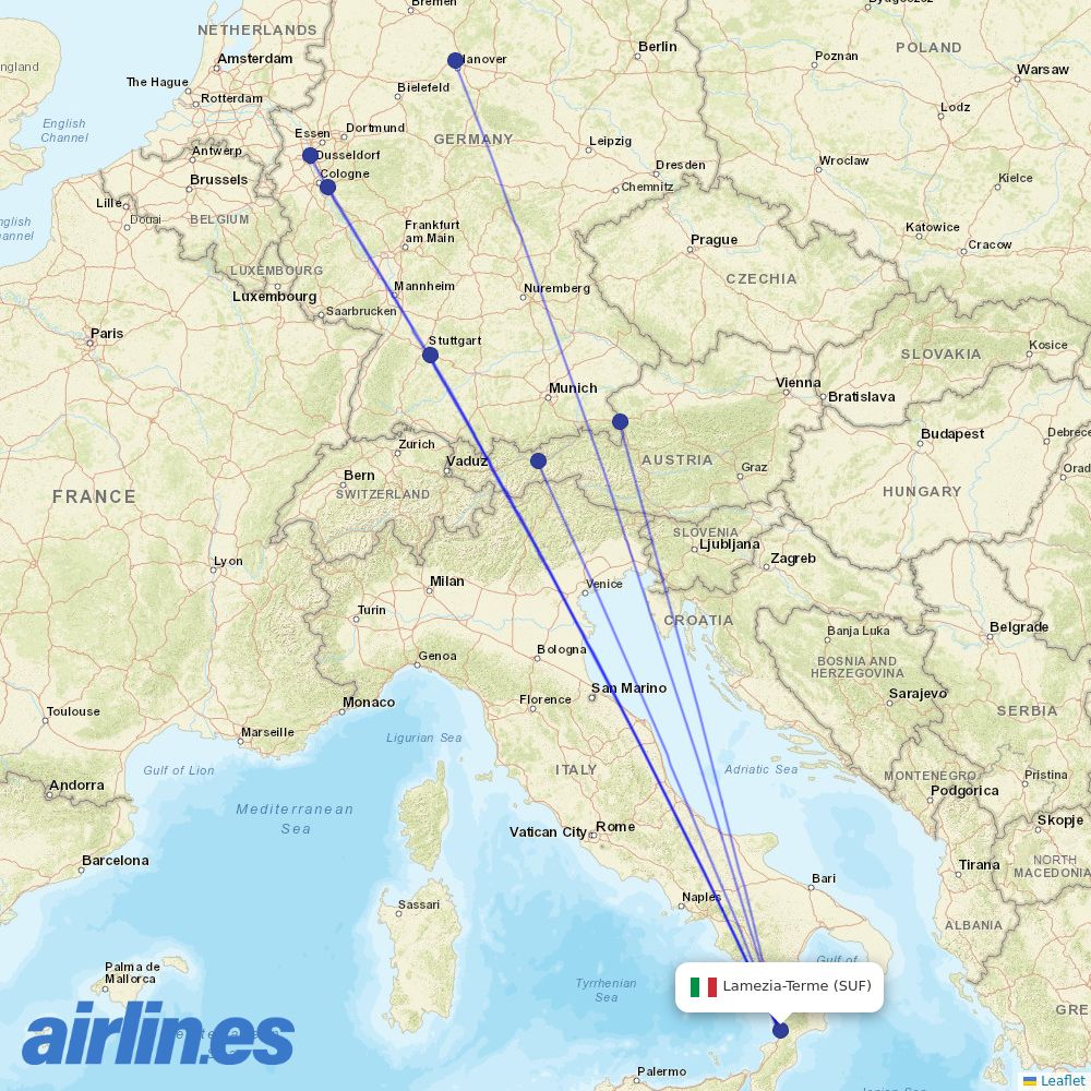 Eurowings from Lamezia Terme destination map