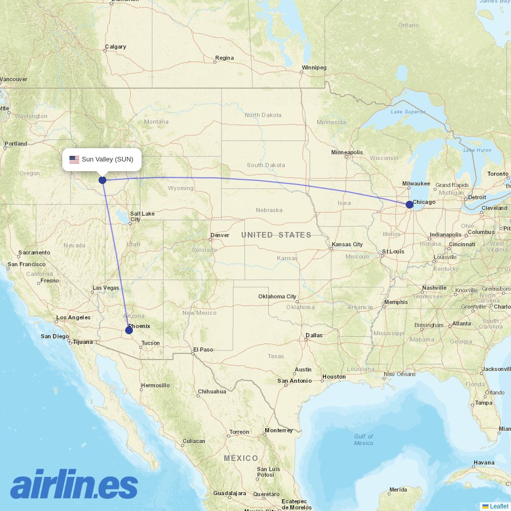 American Airlines from Friedman Mem destination map