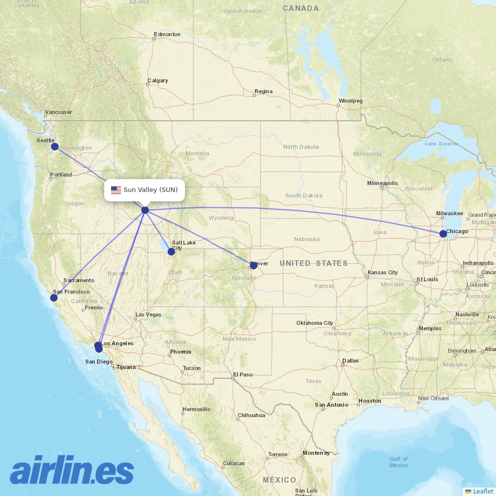 United Airlines from Friedman Mem destination map
