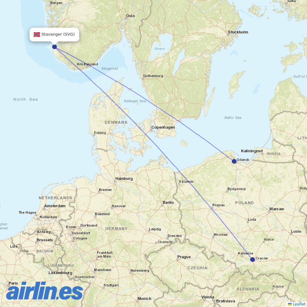 Wizz Air from Stavanger Sola destination map