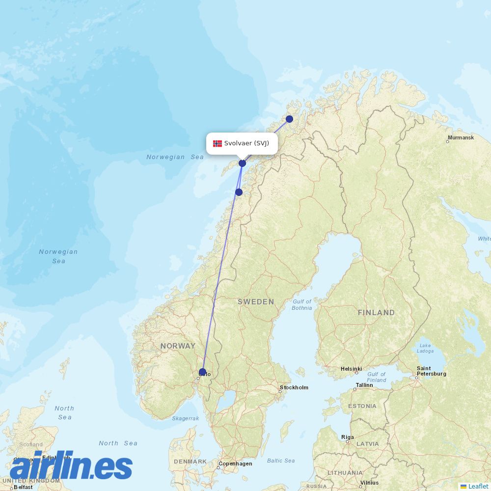 Wideroe at SVJ route map