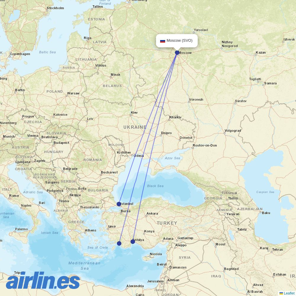 Southwind at SVO route map