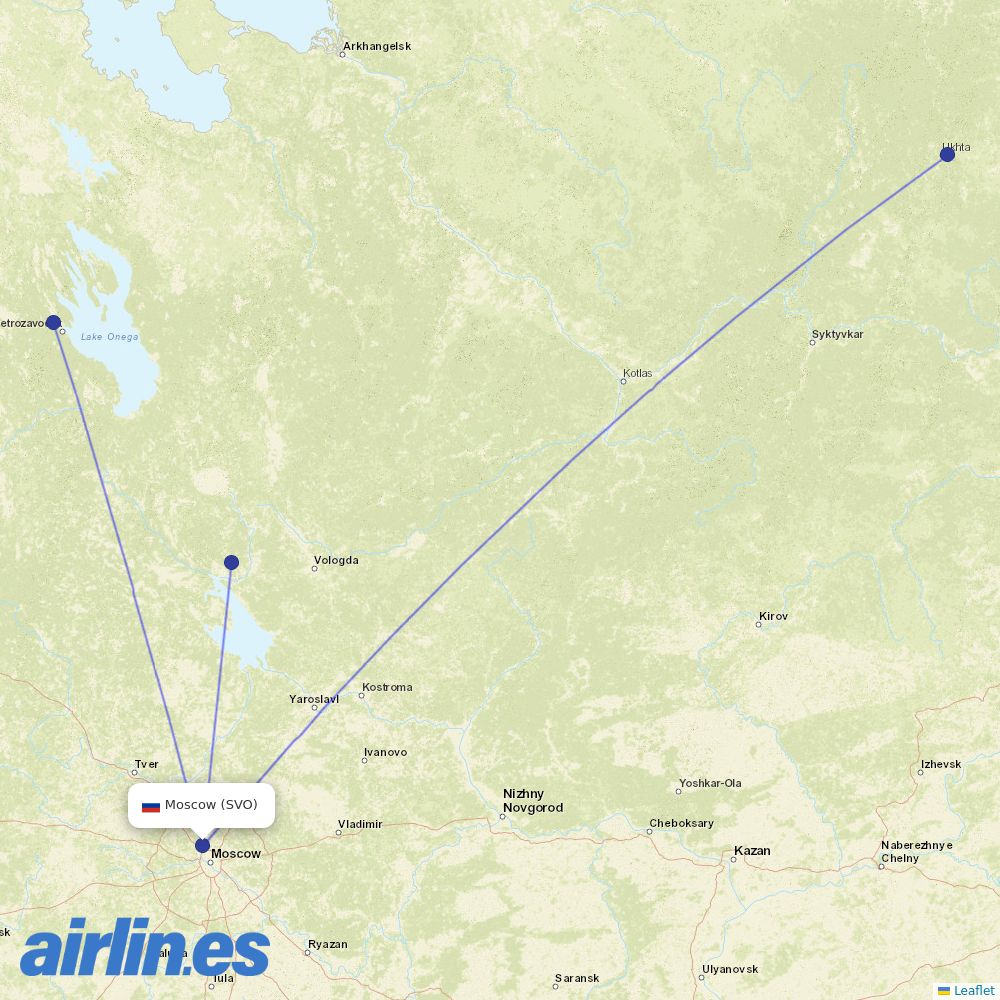 Severstal Avia at SVO route map