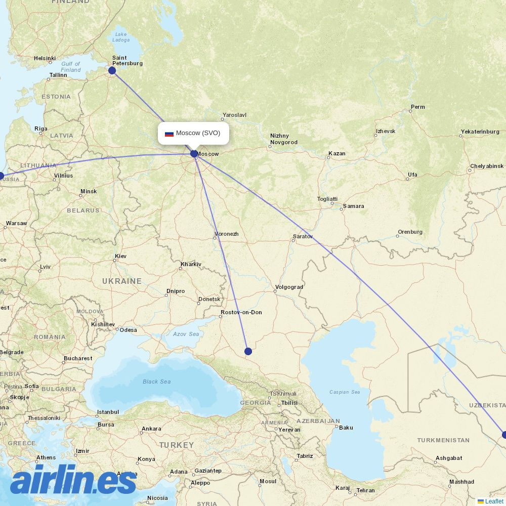 Pobeda at SVO route map