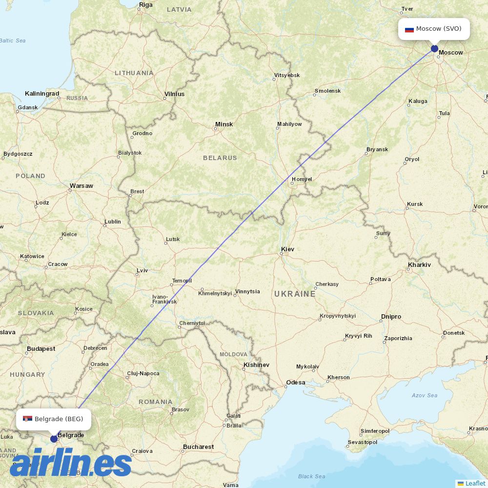 Air Serbia at SVO route map