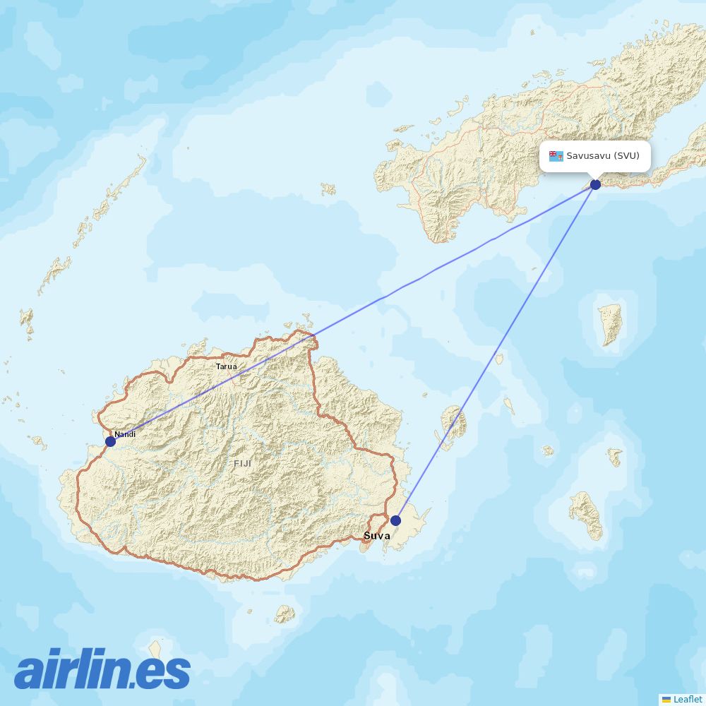 Fiji Airways at SVU route map