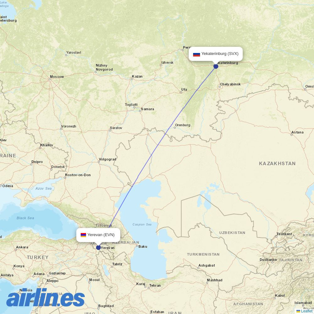 FlyOne Armenia at SVX route map