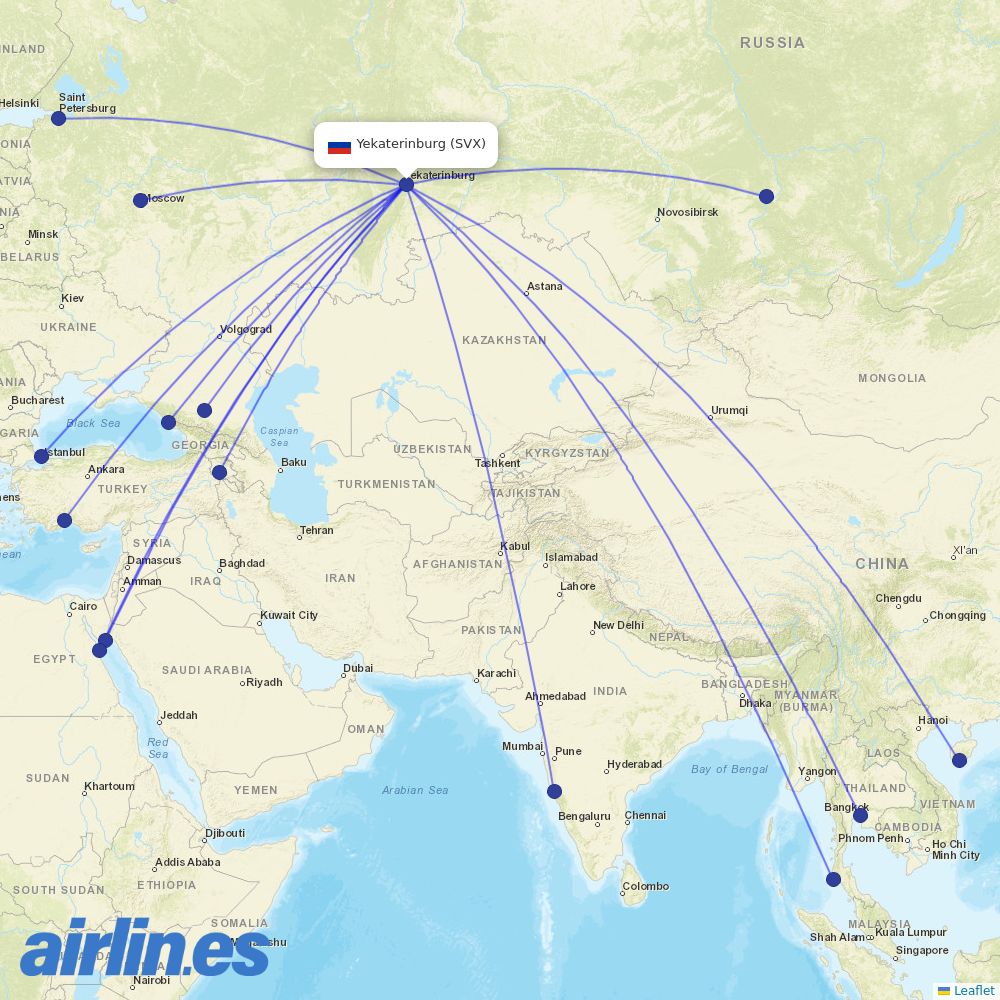 Aeroflot at SVX route map