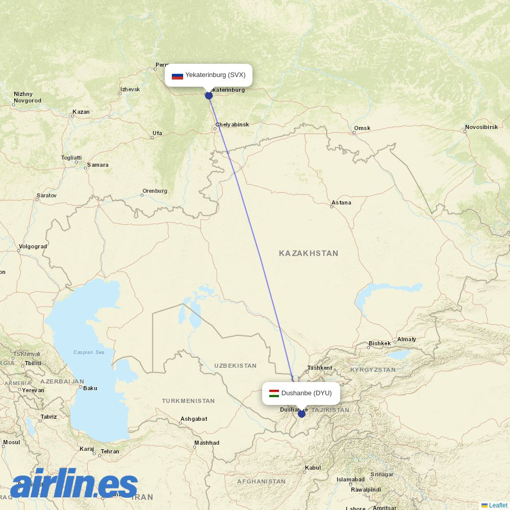 Somon Air at SVX route map