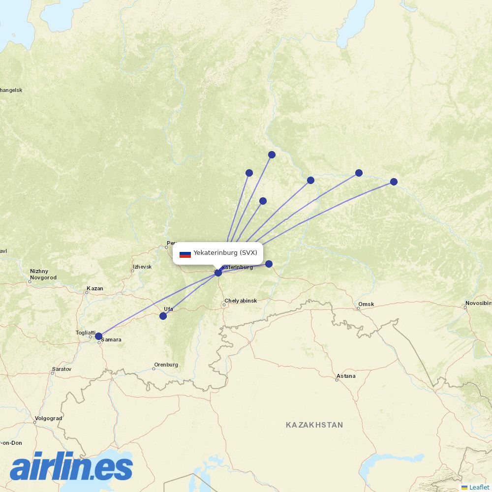 UTair at SVX route map