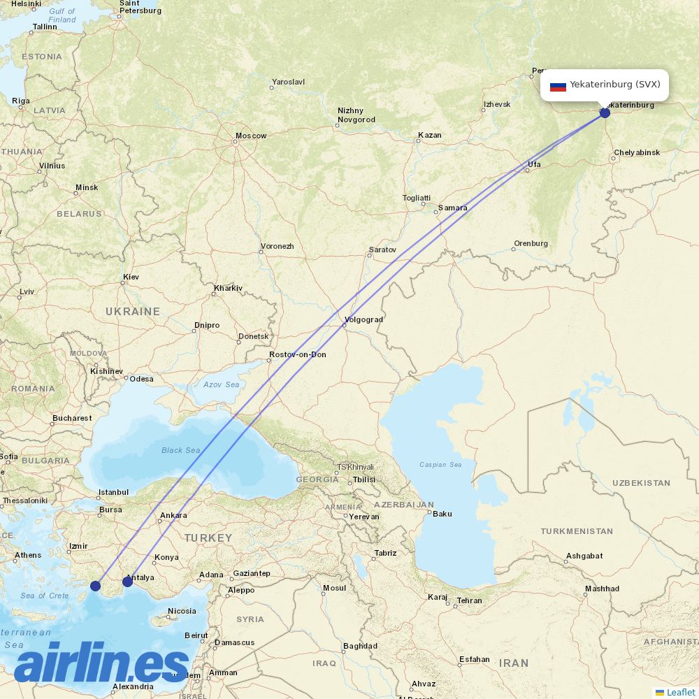 AZUR air at SVX route map