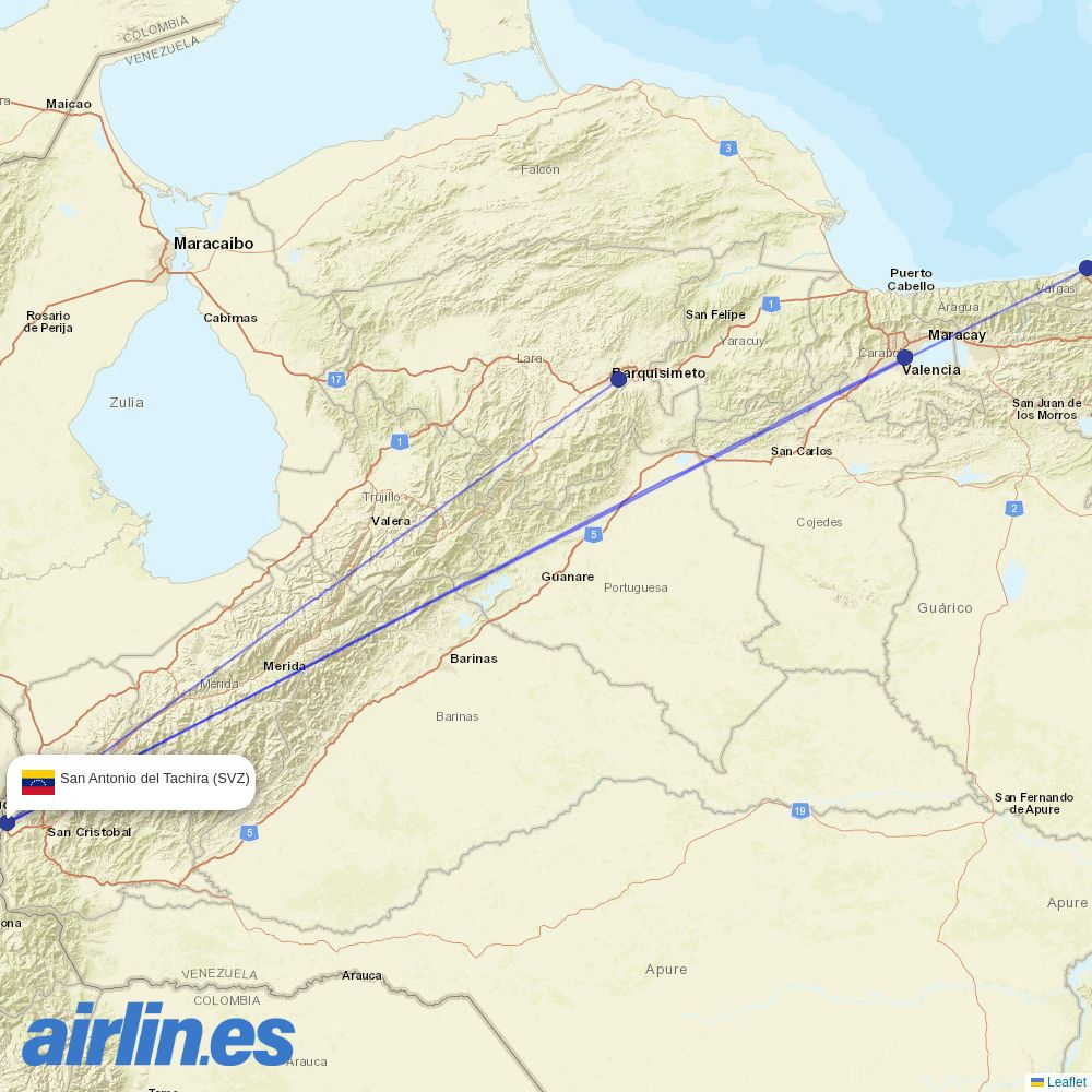 Conviasa at SVZ route map