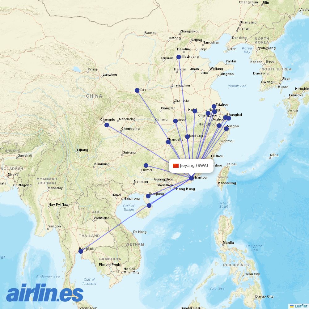 Spring Airlines at SWA route map
