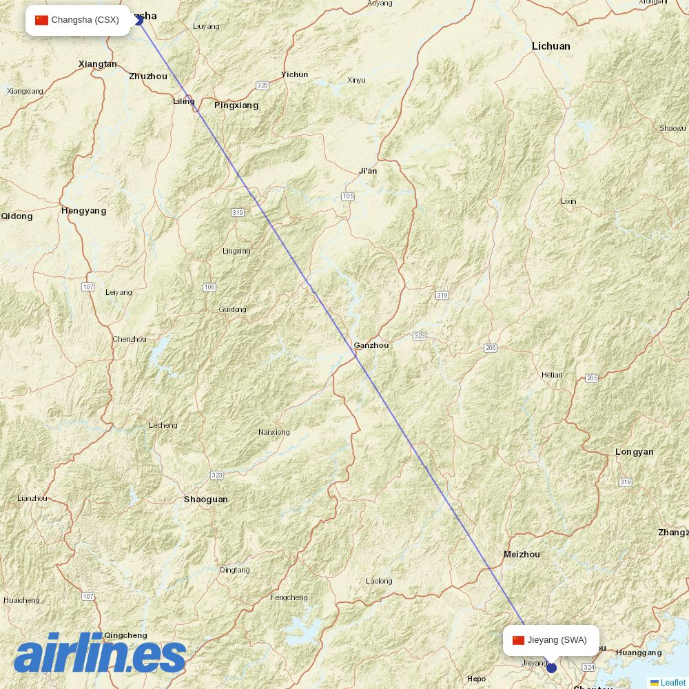OkAir at SWA route map