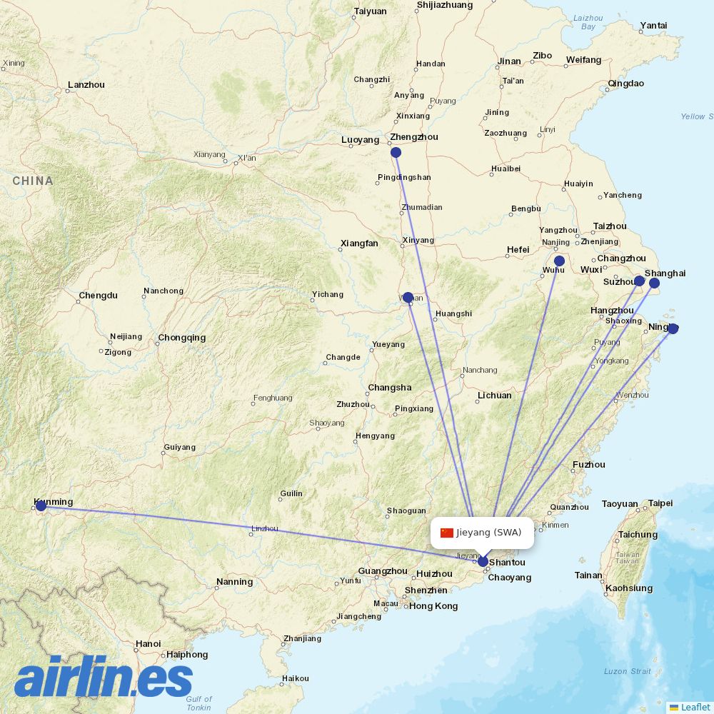 Shanghai Airlines at SWA route map
