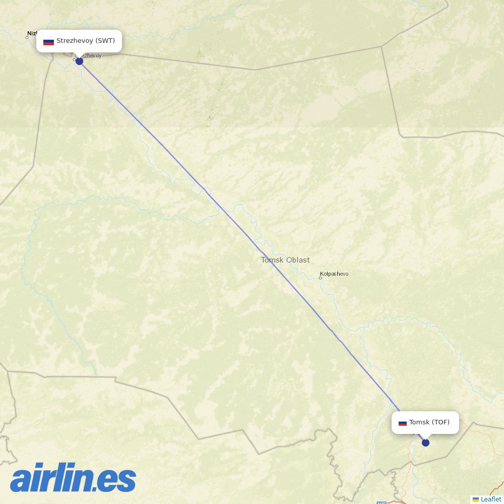 KrasAvia at SWT route map