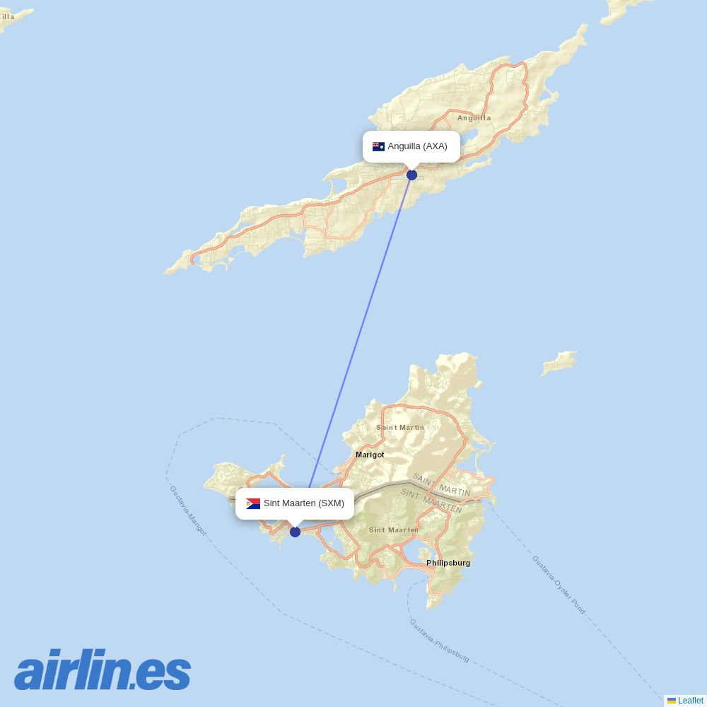 Anguilla Air Services at SXM route map