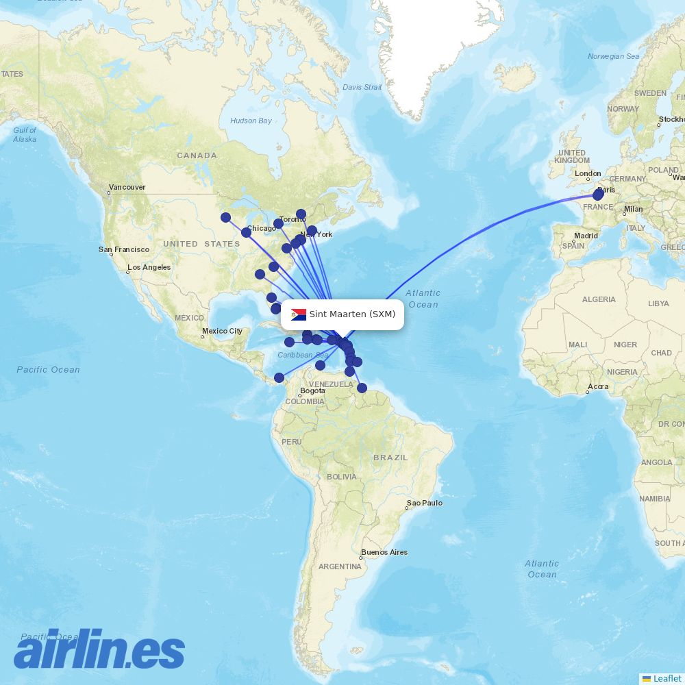 Air Century at SXM route map
