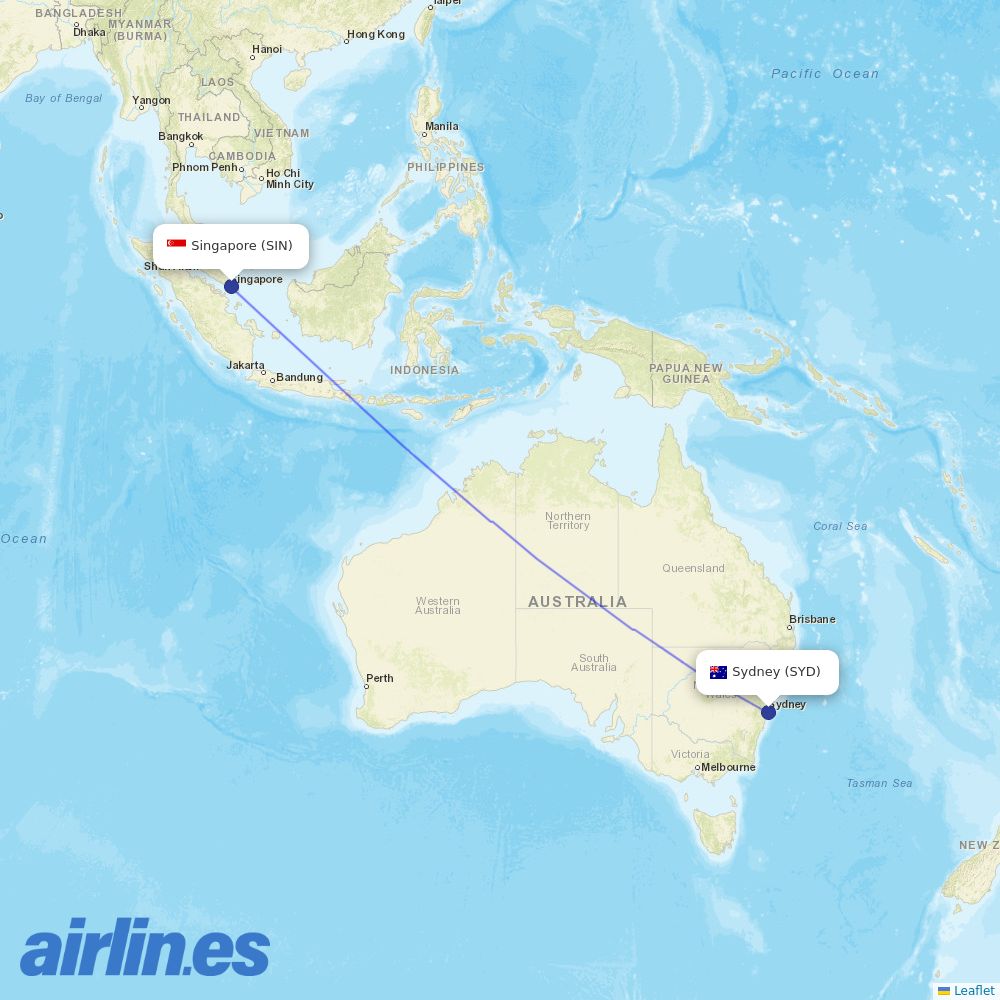 Scoot from Kingsford Smith International Airport destination map