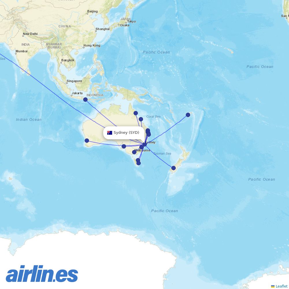 Virgin Australia at SYD route map