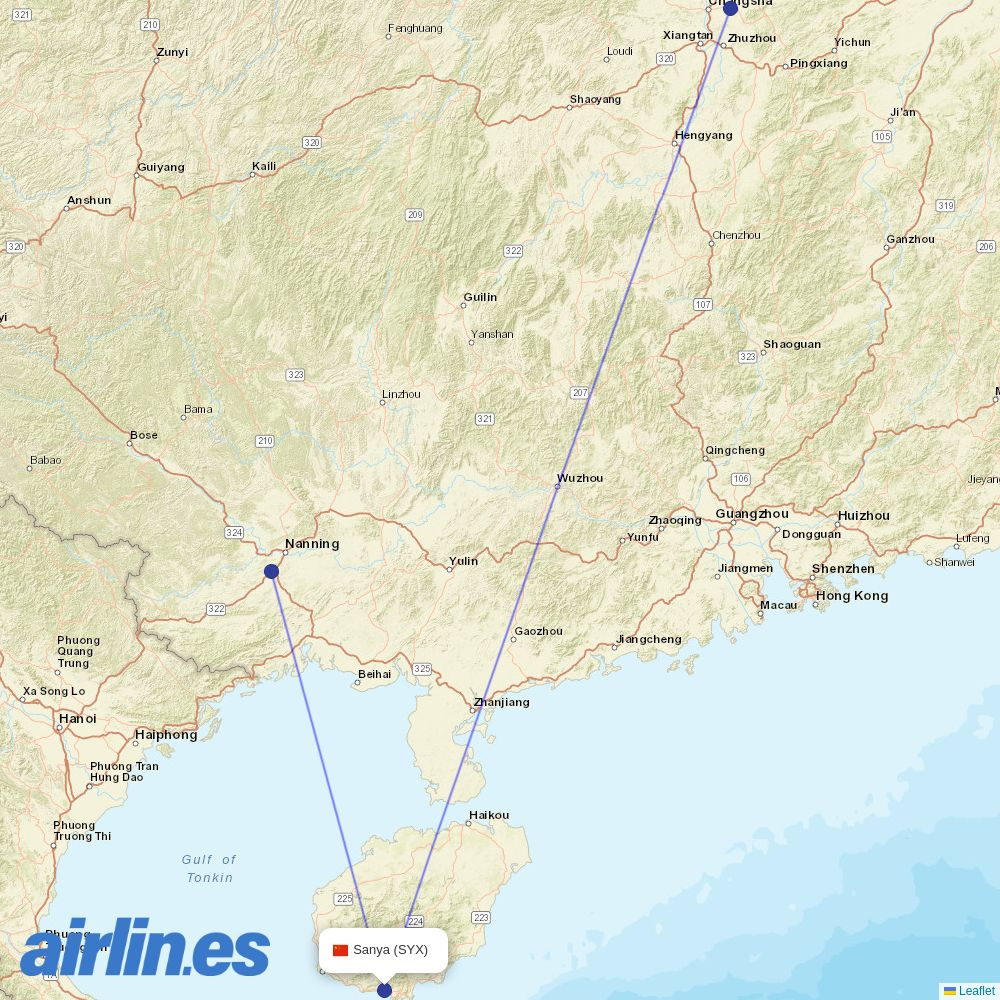 Okay Airways from Phoenix International destination map