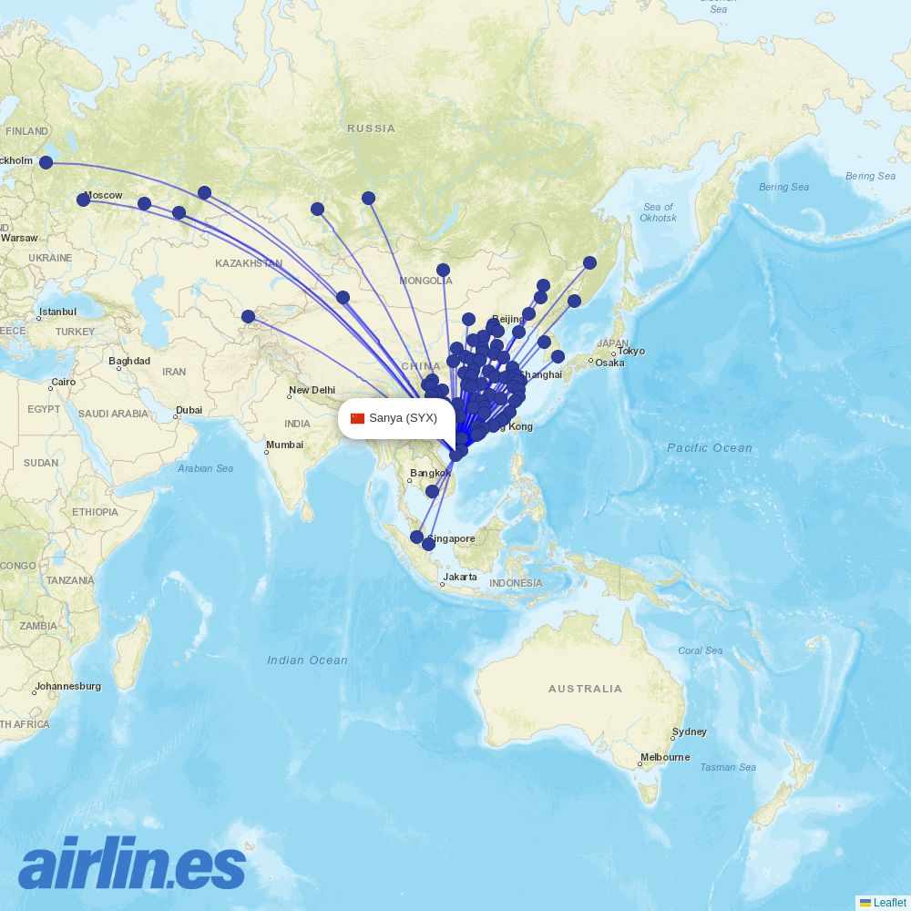 Capital Airlines at SYX route map