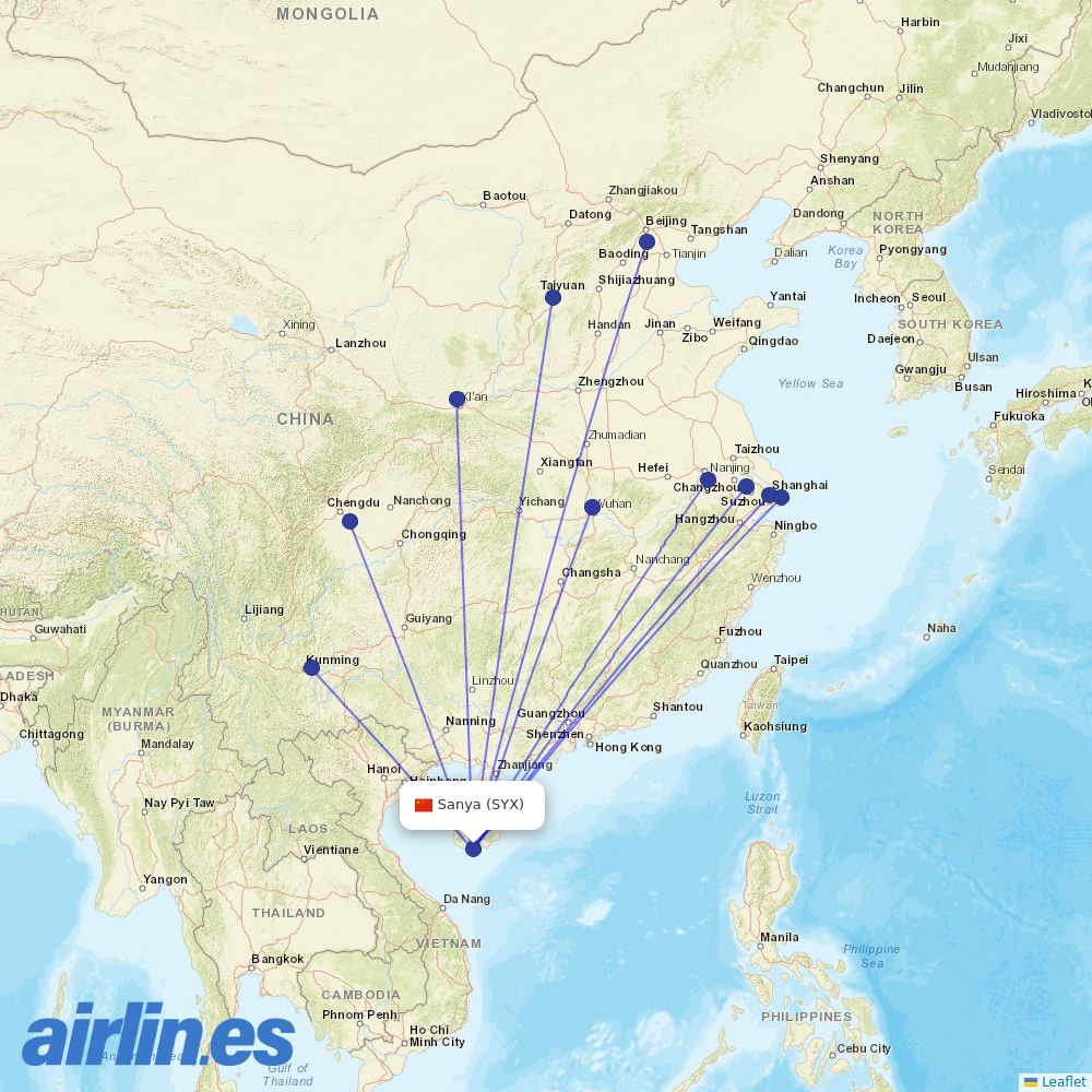 China Eastern Airlines from Phoenix International destination map