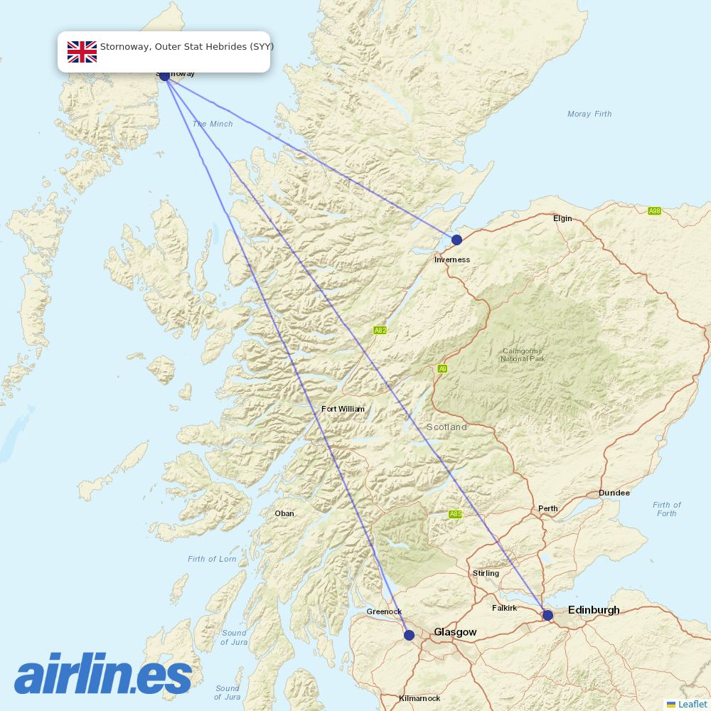 Loganair at SYY route map