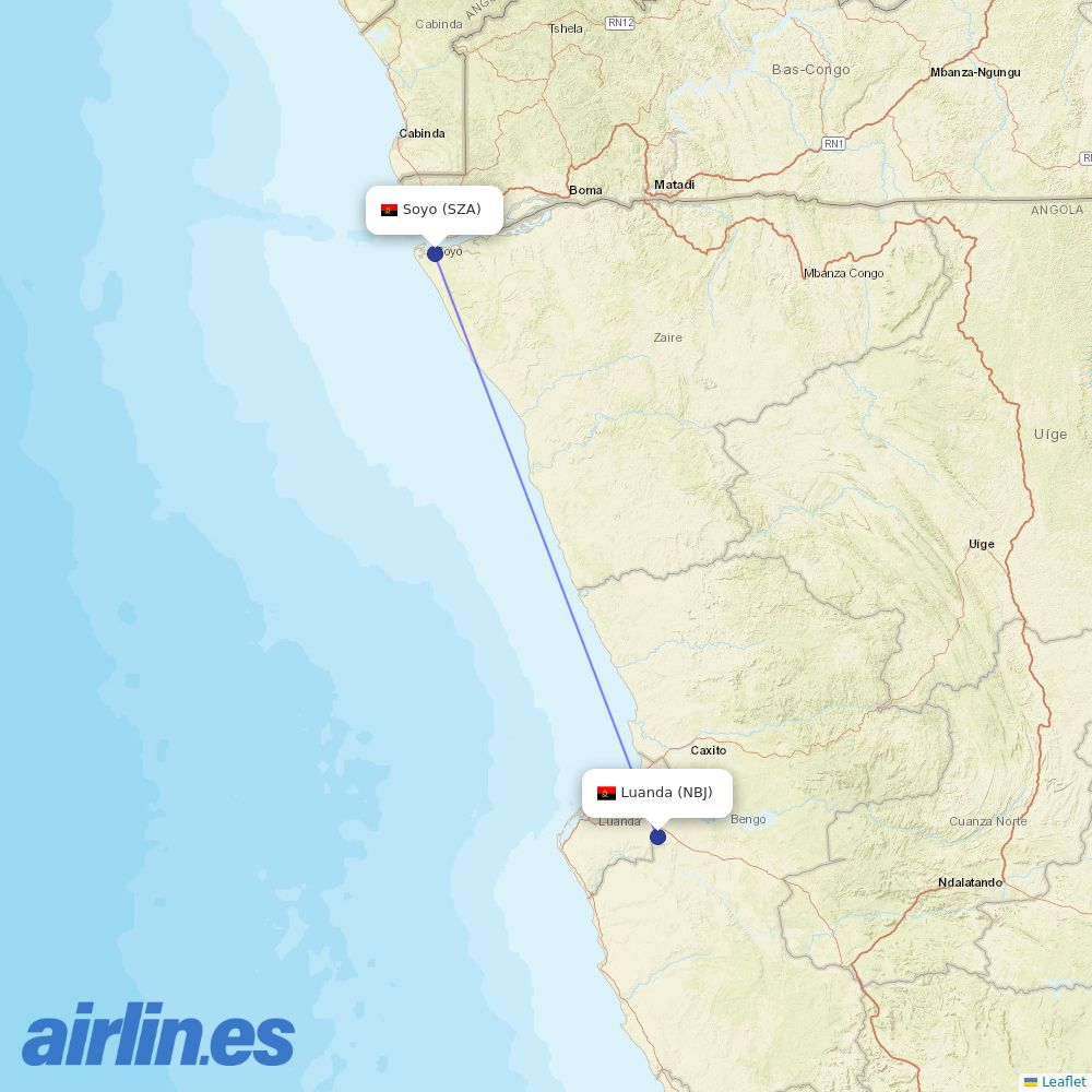 TAAG at SZA route map