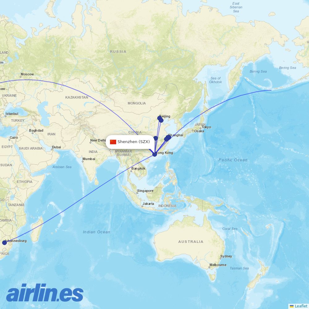 Air China at SZX route map