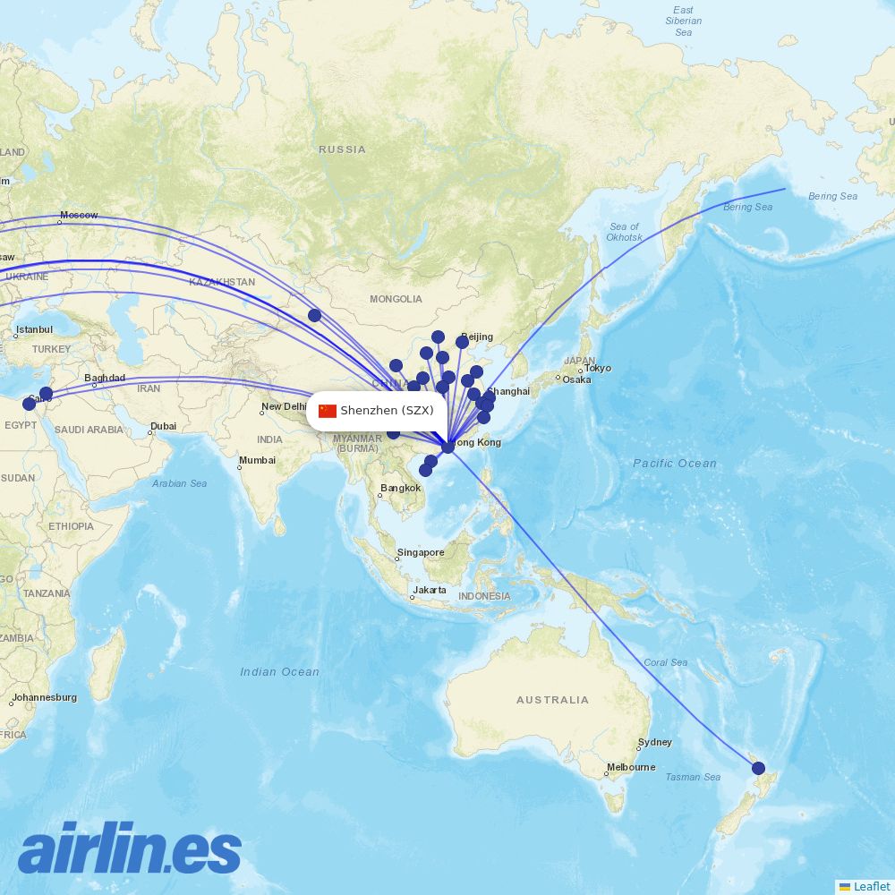 Hainan Airlines at SZX route map