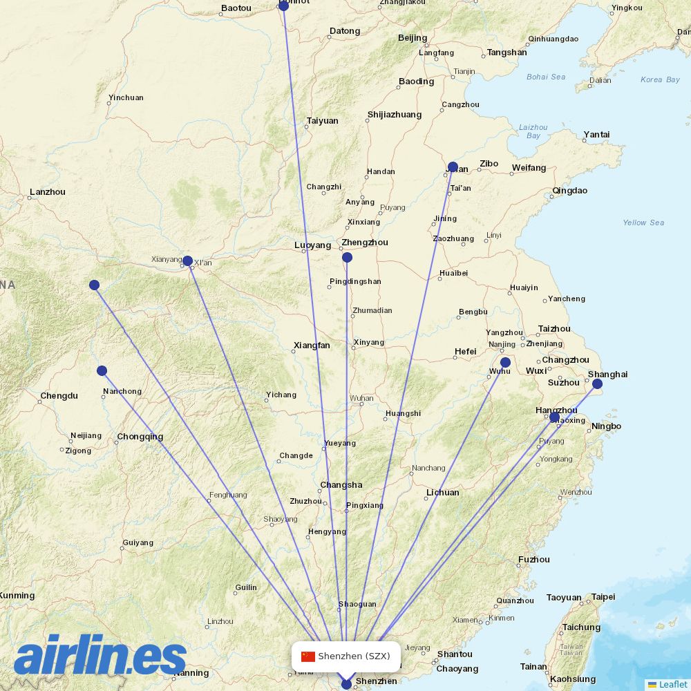 Suparna Airlines at SZX route map